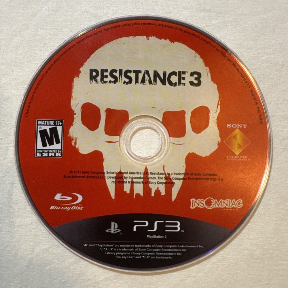 Resistance 3 - Sony PlayStation 3- Disc Only!